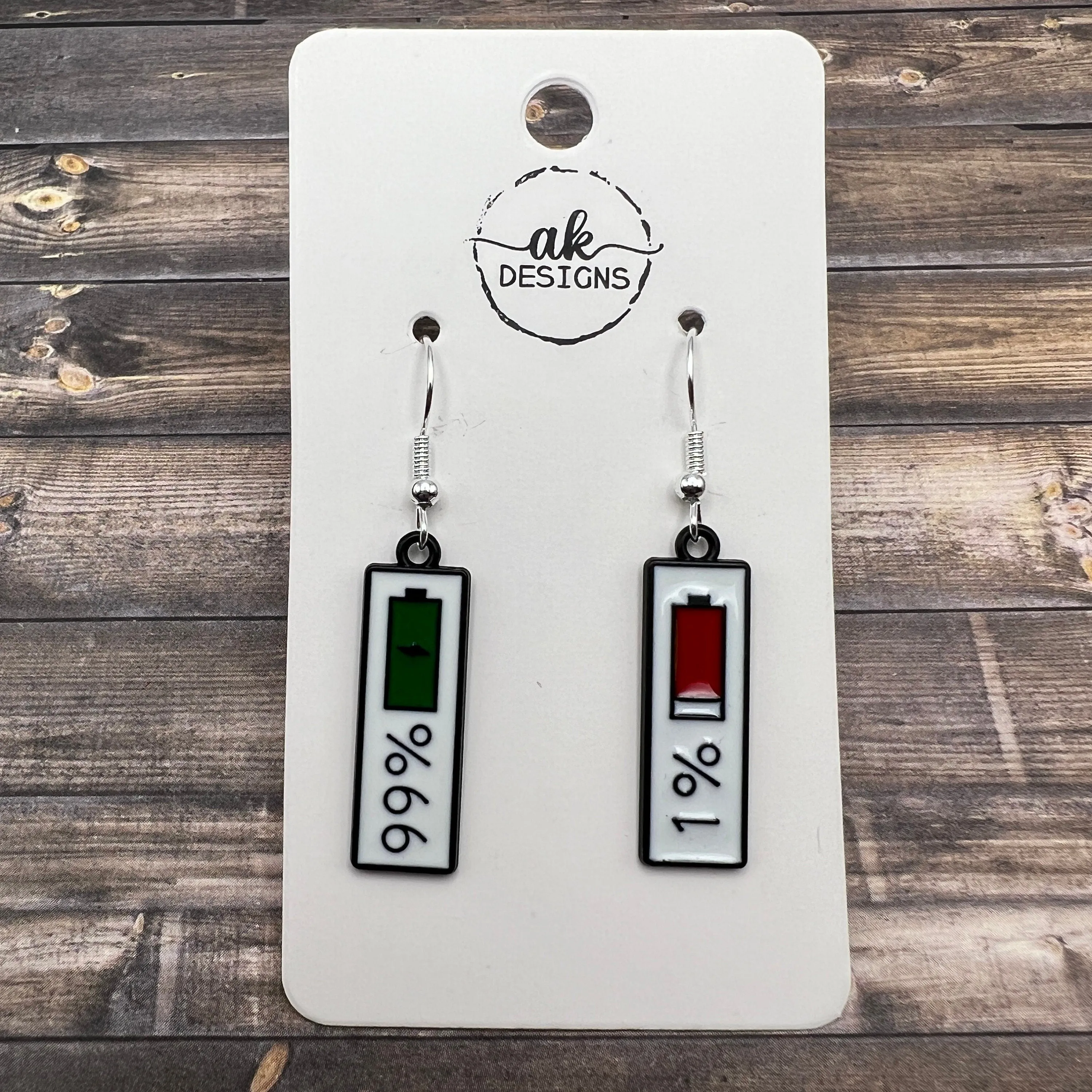 Low Battery Charge Full/Empty Bar Earrings