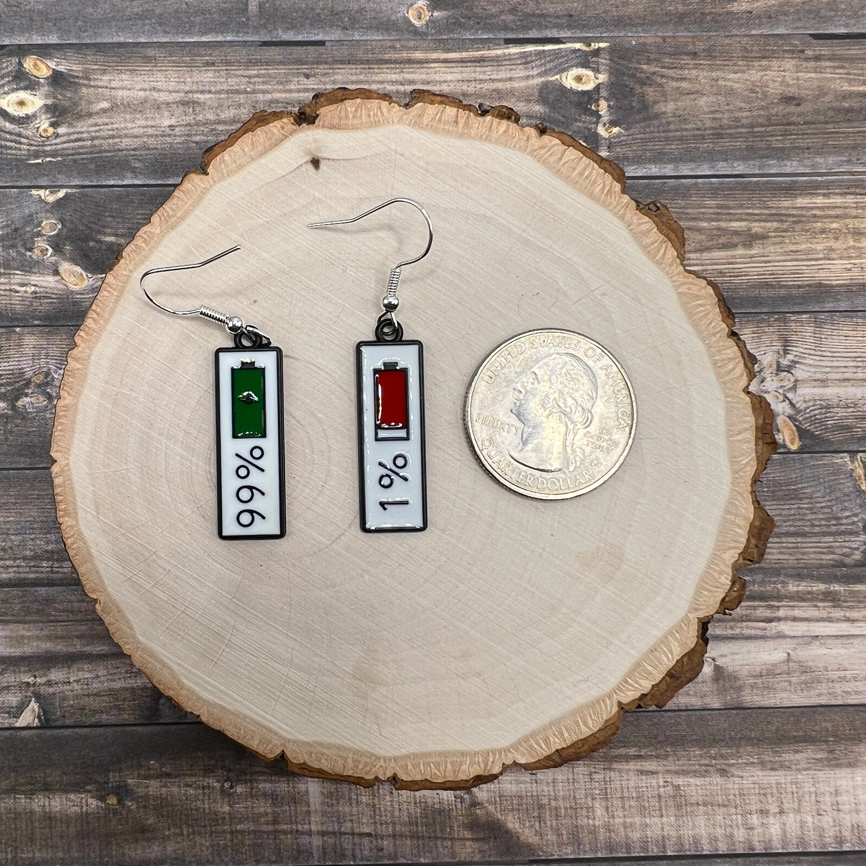 Low Battery Charge Full/Empty Bar Earrings