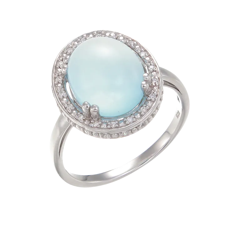 Luminous Natural Blue Chalcedony Ring