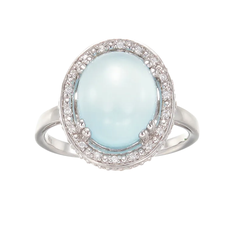 Luminous Natural Blue Chalcedony Ring