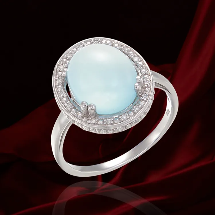 Luminous Natural Blue Chalcedony Ring