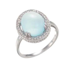 Luminous Natural Blue Chalcedony Ring