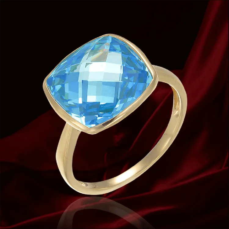 Lustrous Sparkling Blue 18K Gold Vermeil Ring