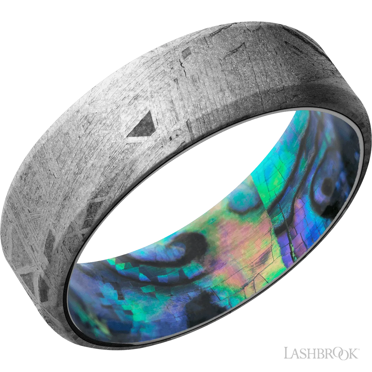 Meteorite with None Finish and Abalone - 7MM