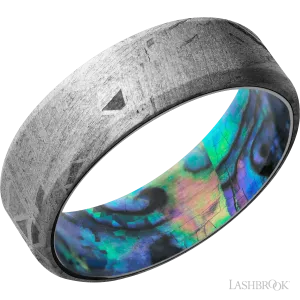 Meteorite with None Finish and Abalone - 7MM