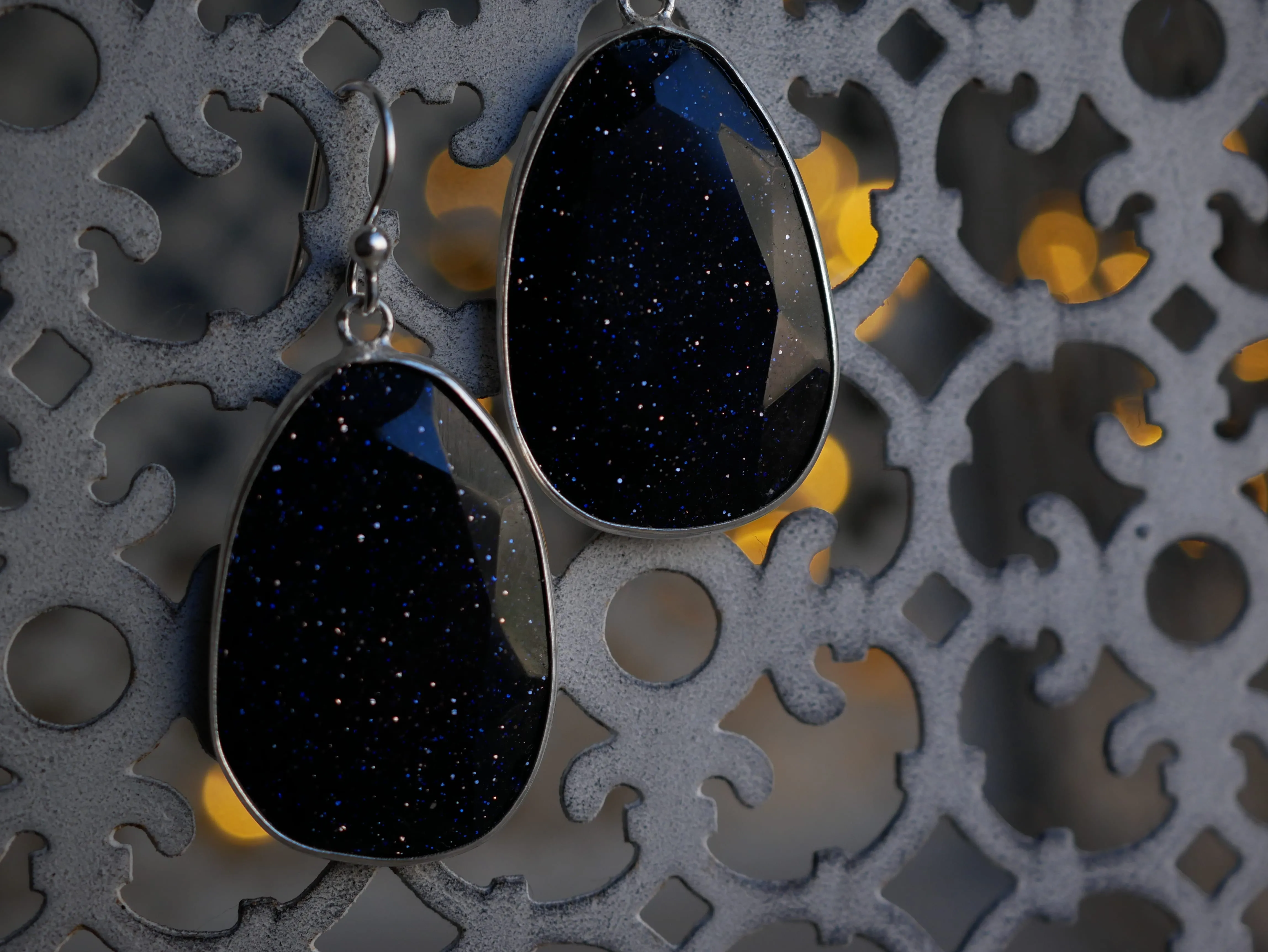 Midnight Goldstone Adora Earrings