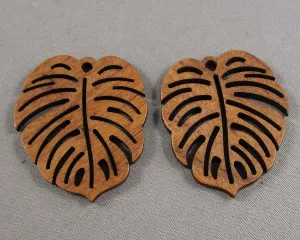 Monstera Leaf Wood Pendants 2pc (5049)