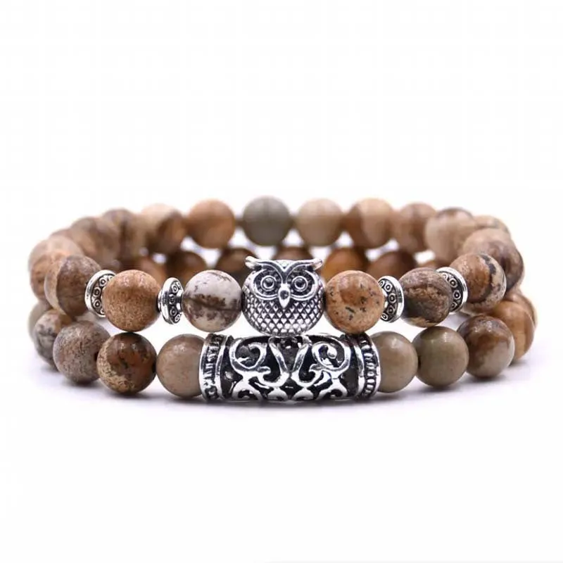 Natural Stone Intuitive Owl Bracelet