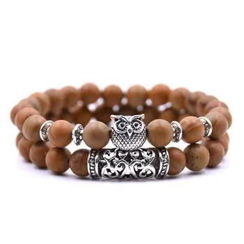 Natural Stone Intuitive Owl Bracelet