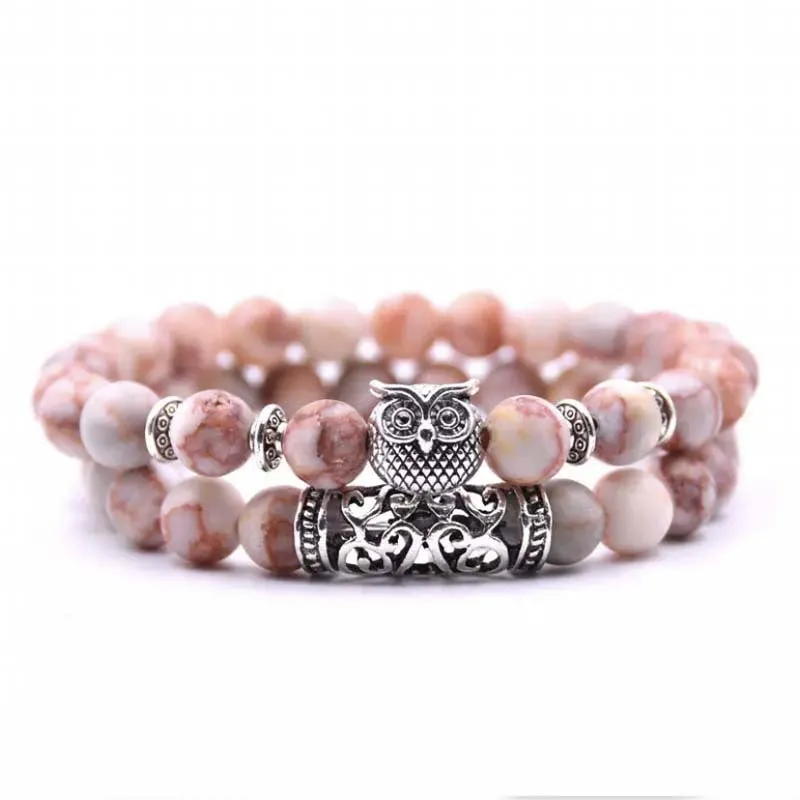 Natural Stone Intuitive Owl Bracelet