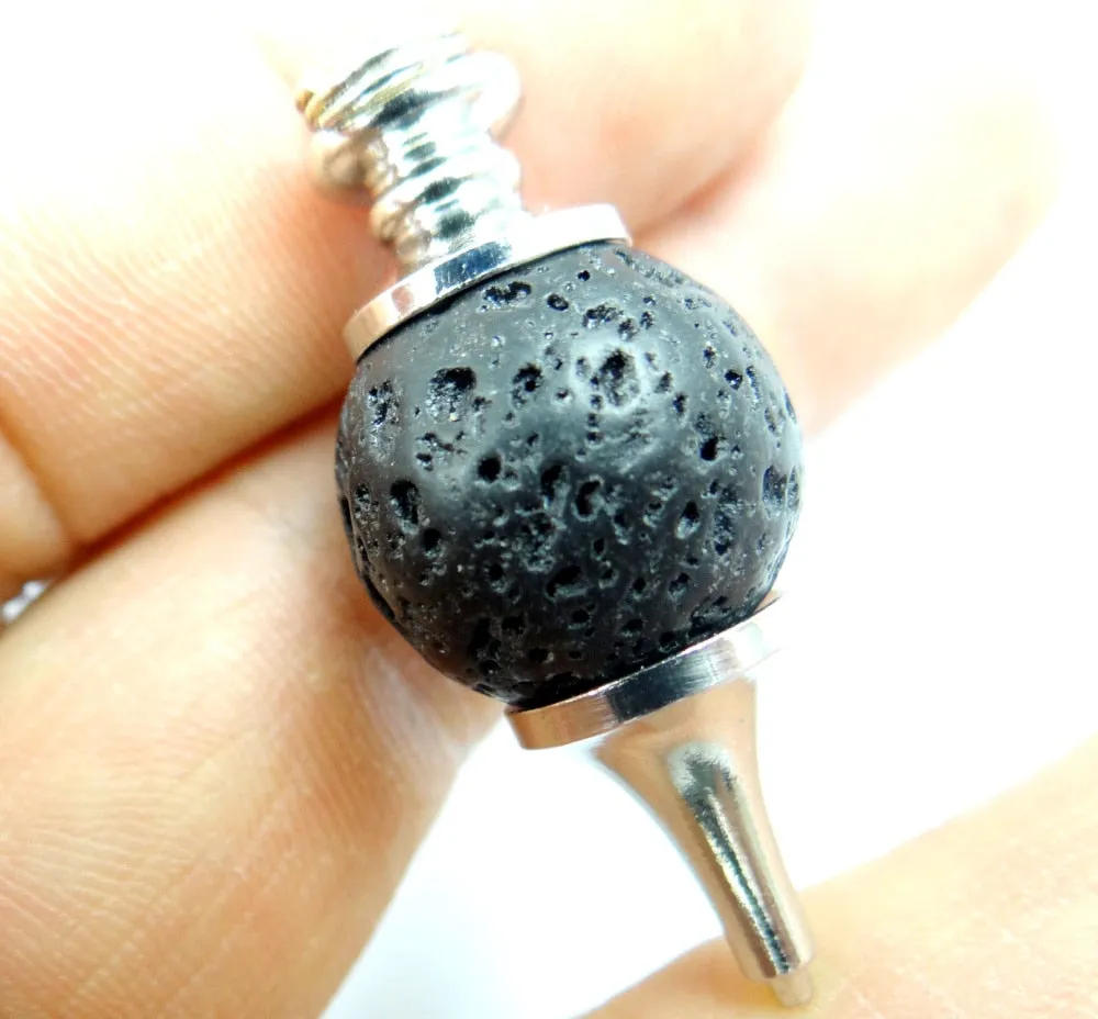 Natural Stone Lava Bead Volcanic Rock Handmade Healing Pendulum pendant Dowsing Amulet