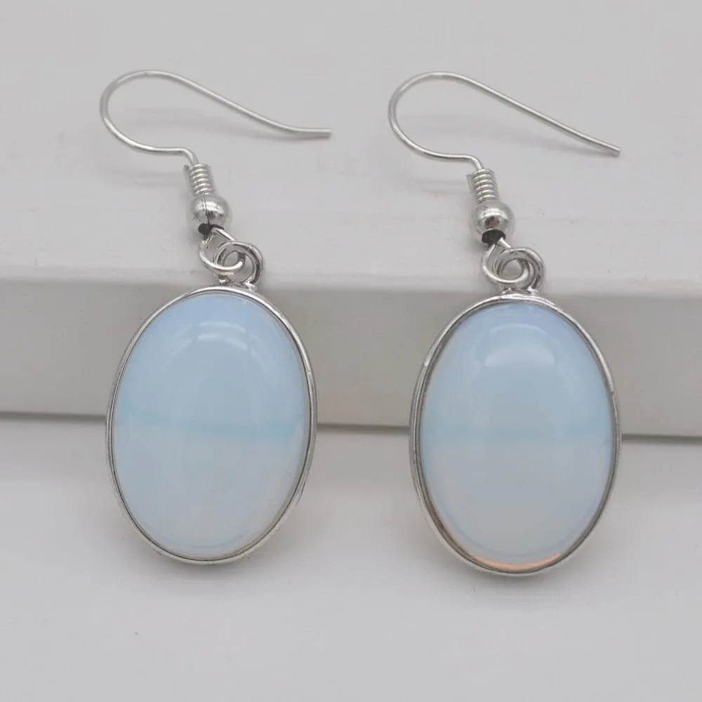 Natural Stones Oval Drop Earrings