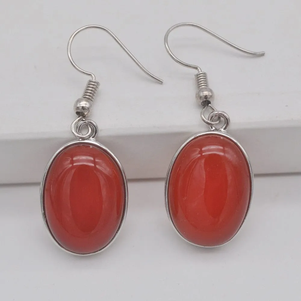 Natural Stones Oval Drop Earrings