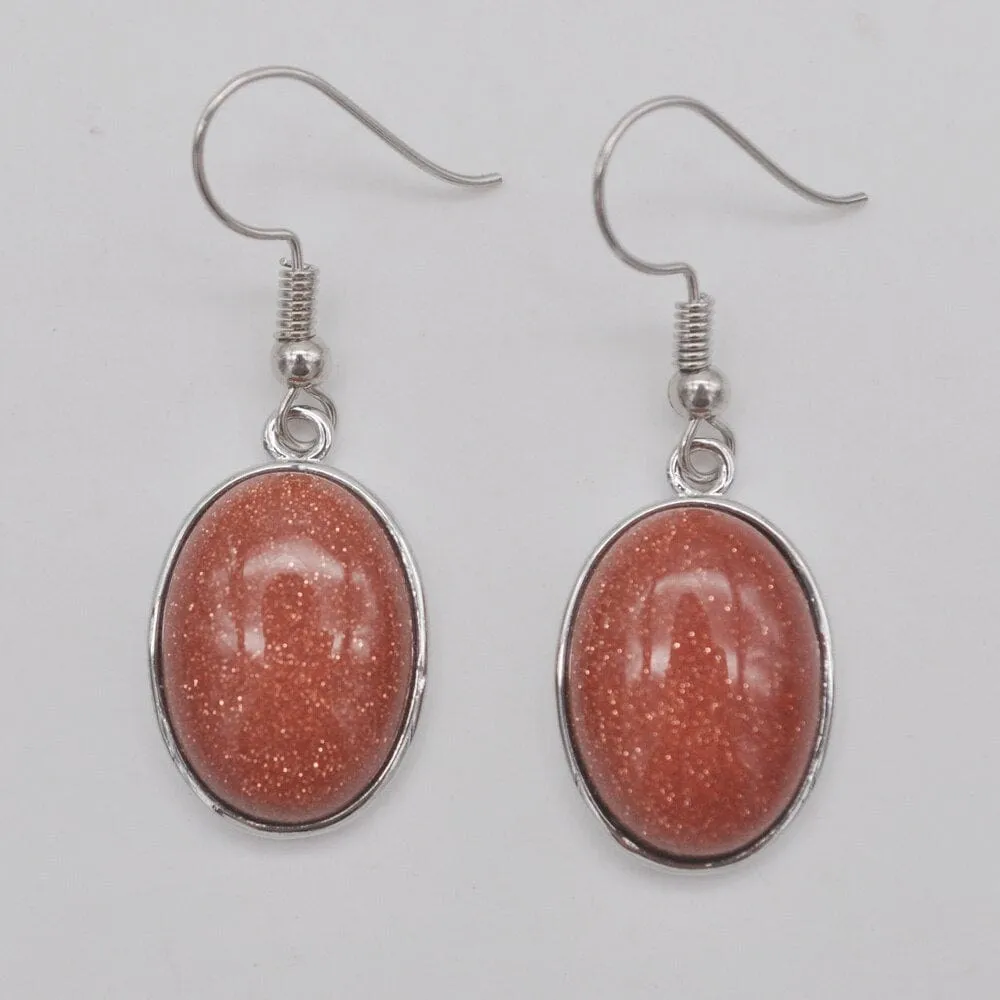 Natural Stones Oval Drop Earrings