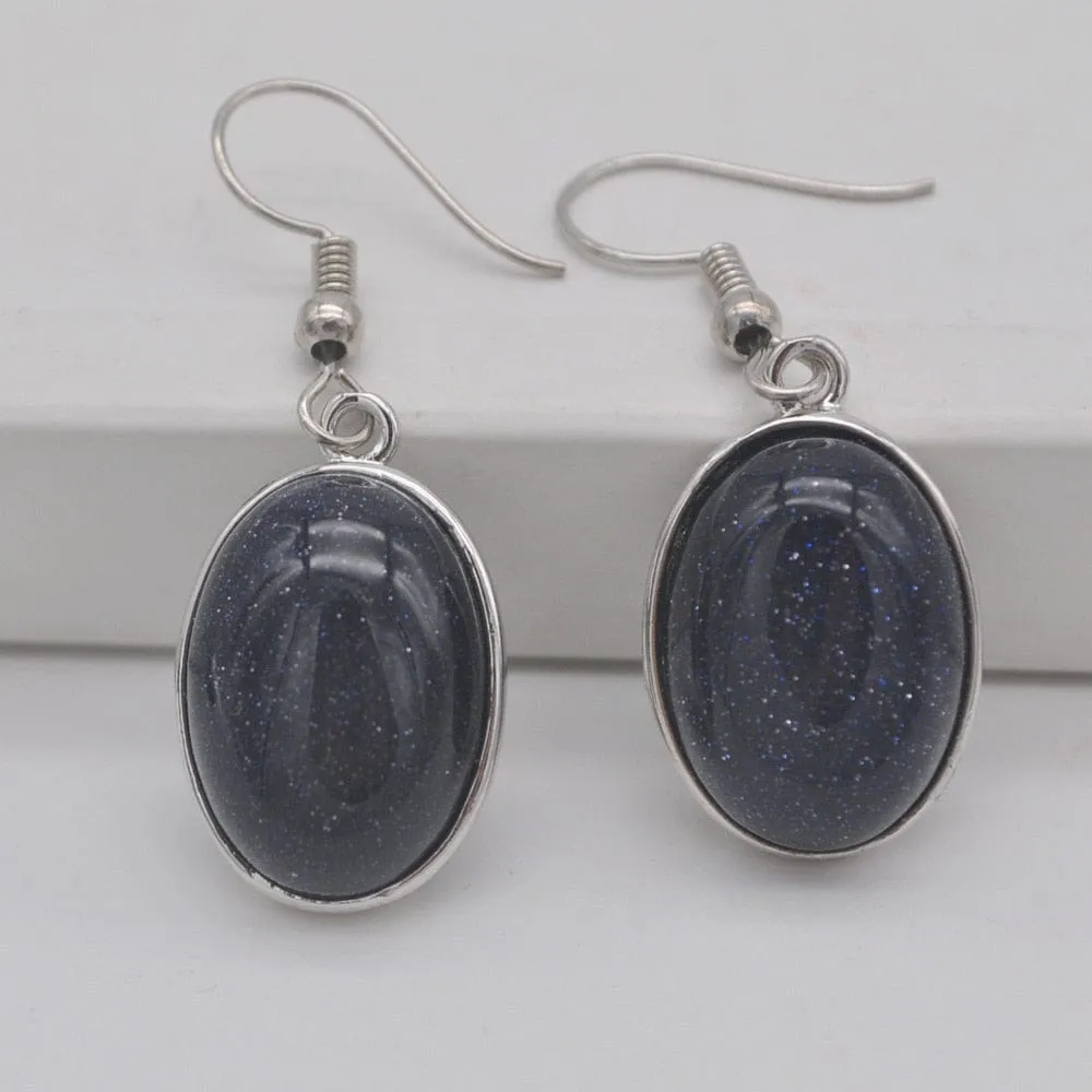 Natural Stones Oval Drop Earrings