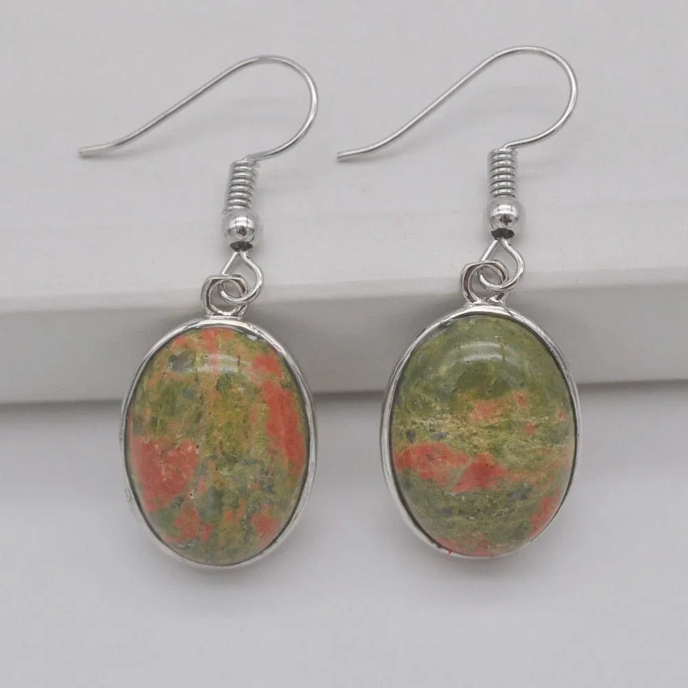 Natural Stones Oval Drop Earrings