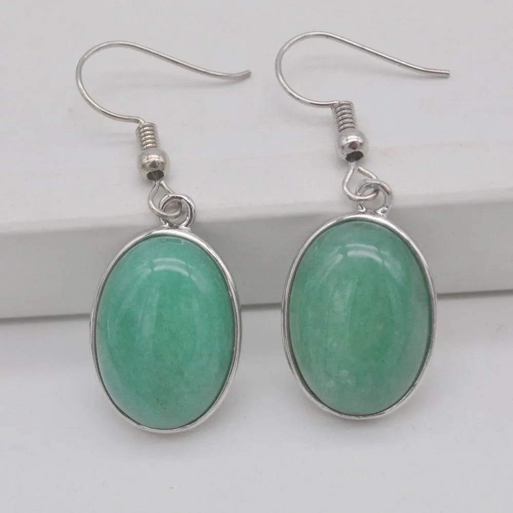 Natural Stones Oval Drop Earrings