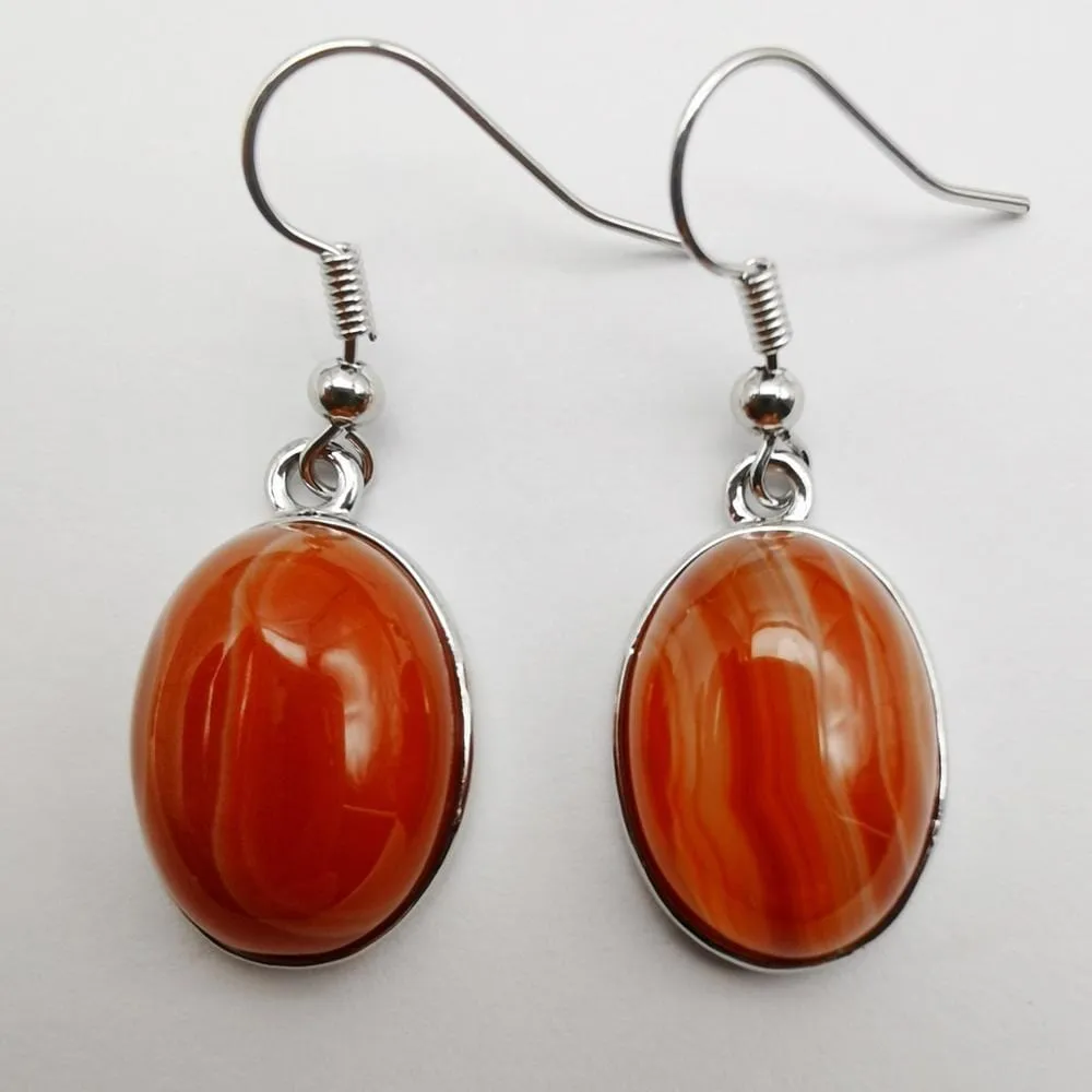 Natural Stones Oval Drop Earrings