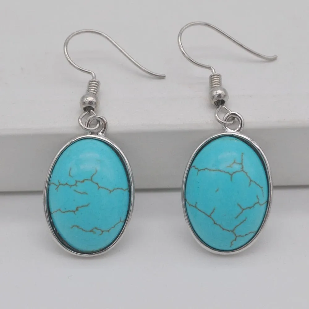 Natural Stones Oval Drop Earrings