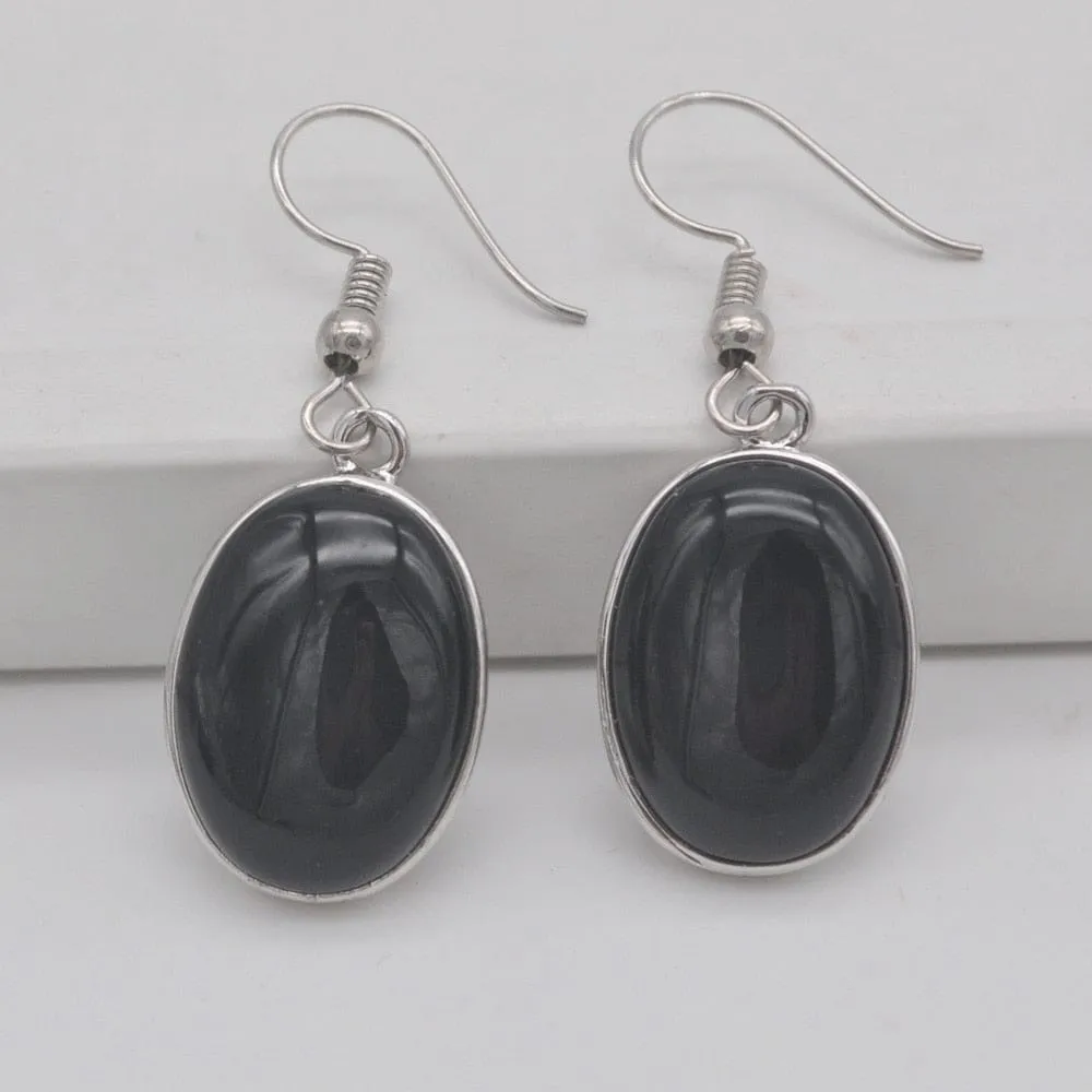 Natural Stones Oval Drop Earrings