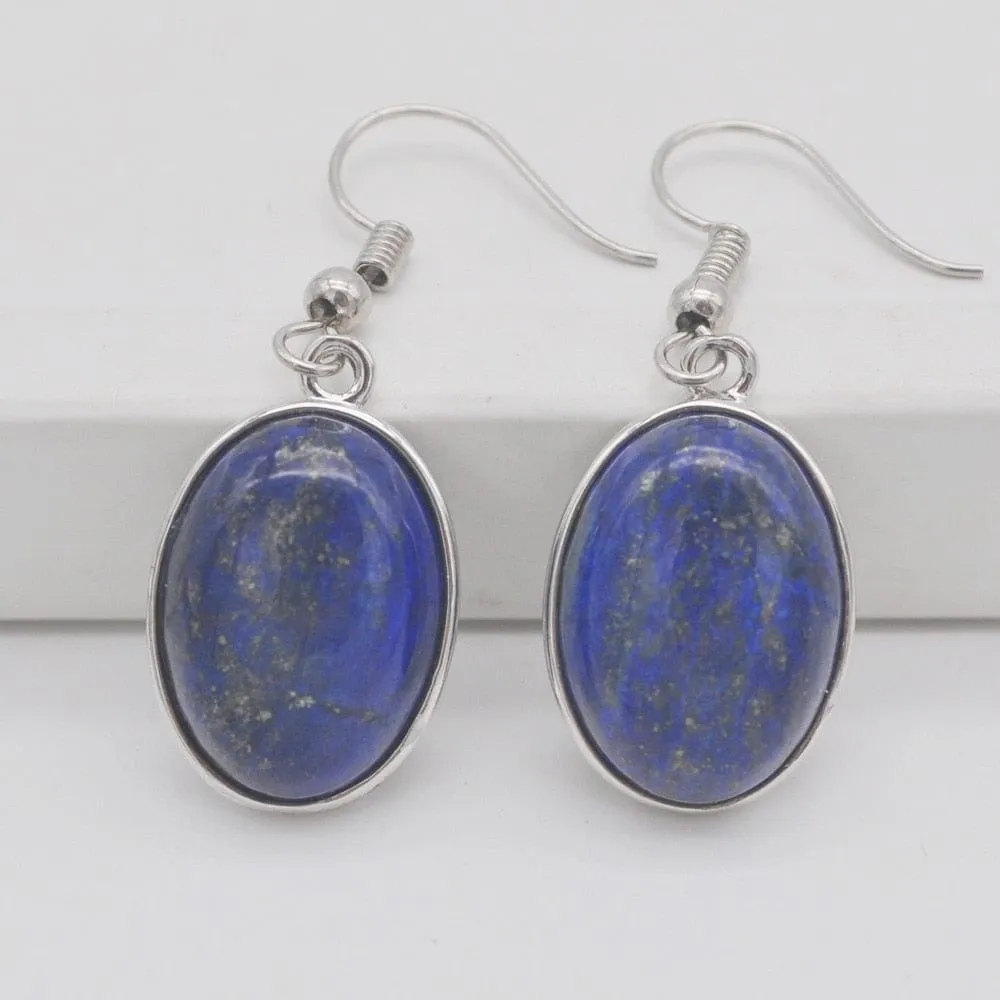 Natural Stones Oval Drop Earrings