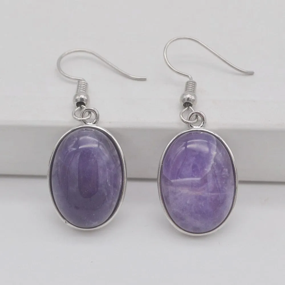 Natural Stones Oval Drop Earrings