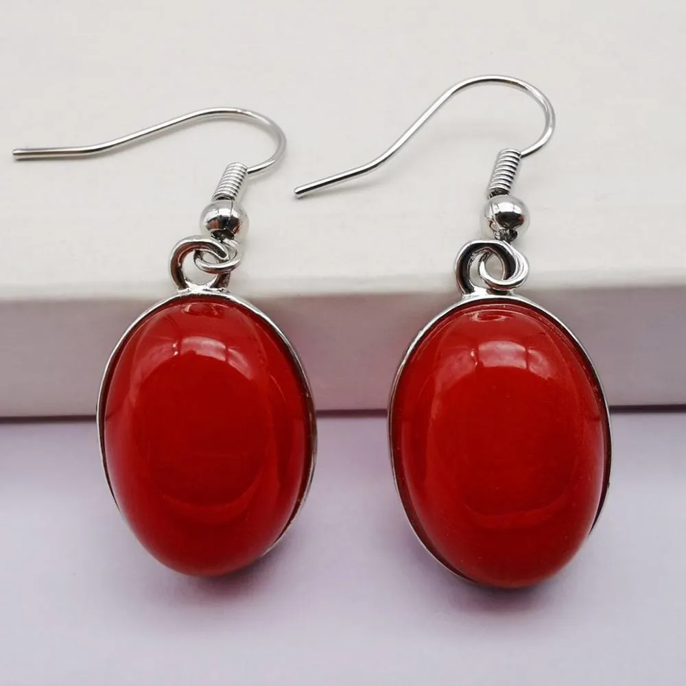 Natural Stones Oval Drop Earrings