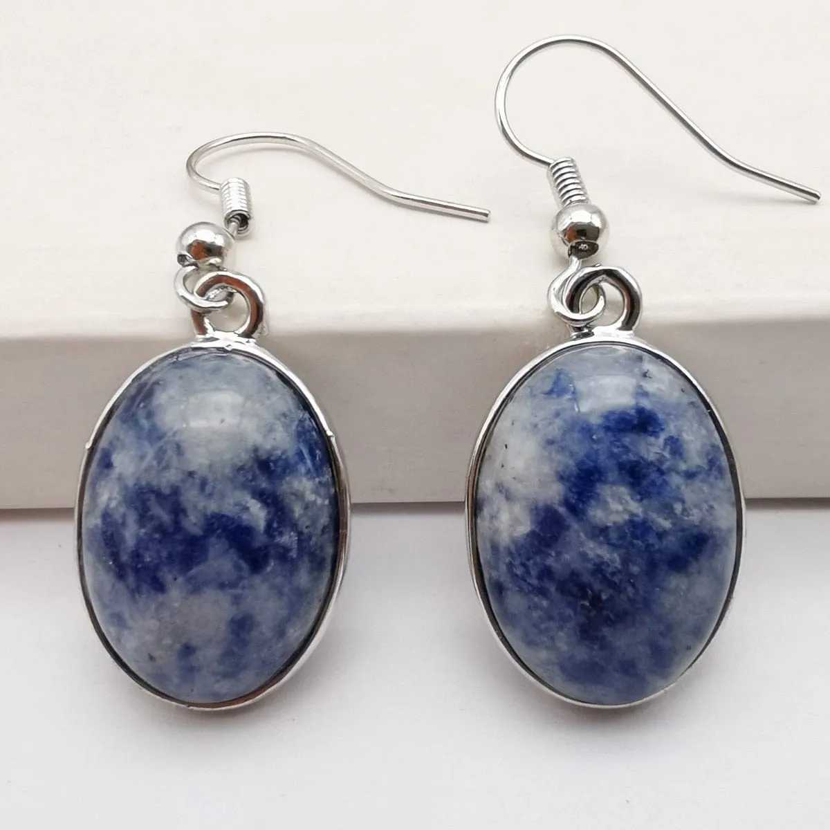 Natural Stones Oval Drop Earrings