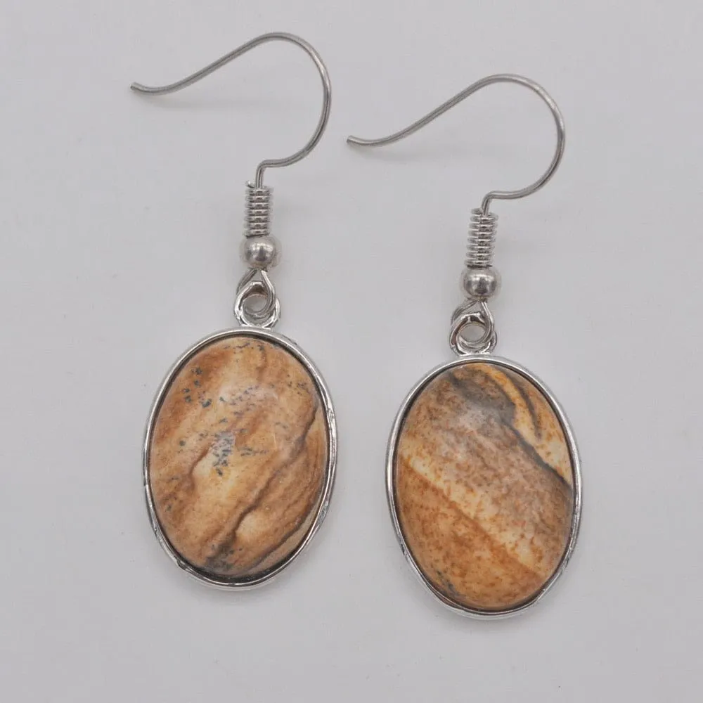 Natural Stones Oval Drop Earrings