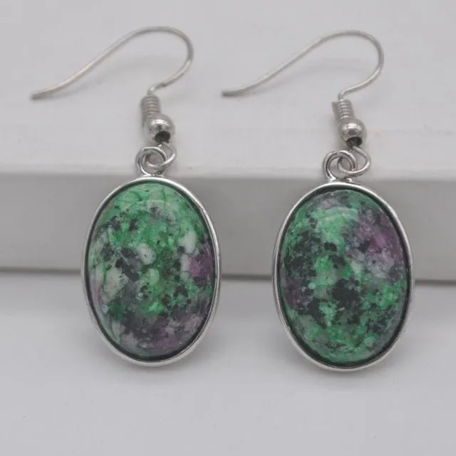 Natural Stones Oval Drop Earrings