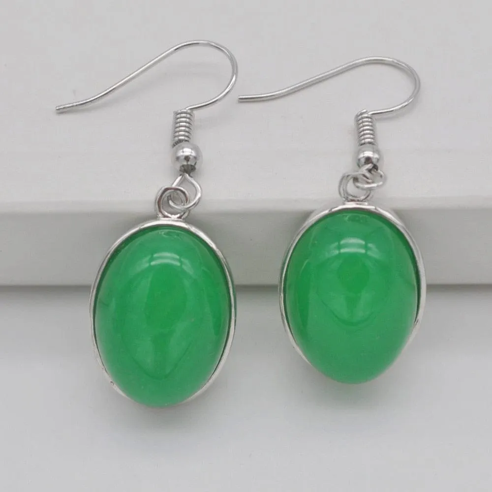 Natural Stones Oval Drop Earrings