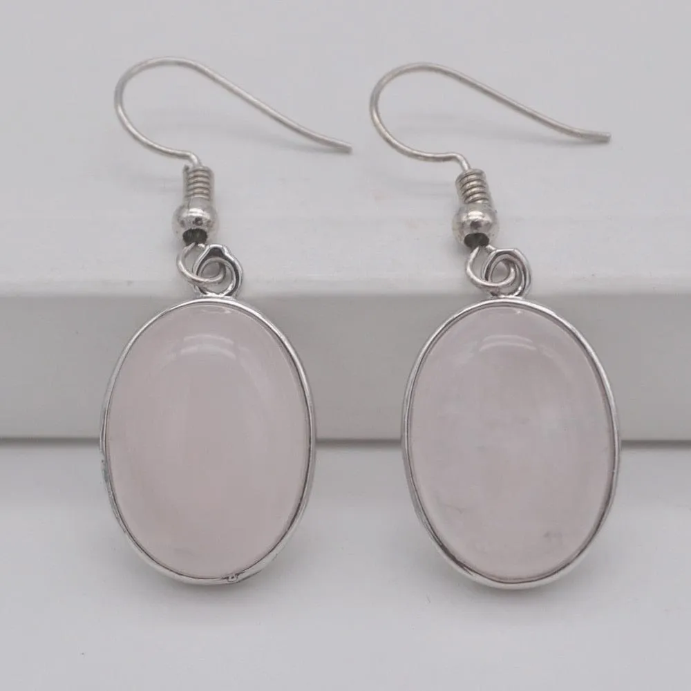 Natural Stones Oval Drop Earrings