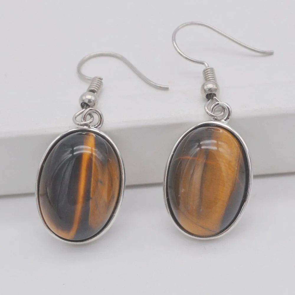 Natural Stones Oval Drop Earrings