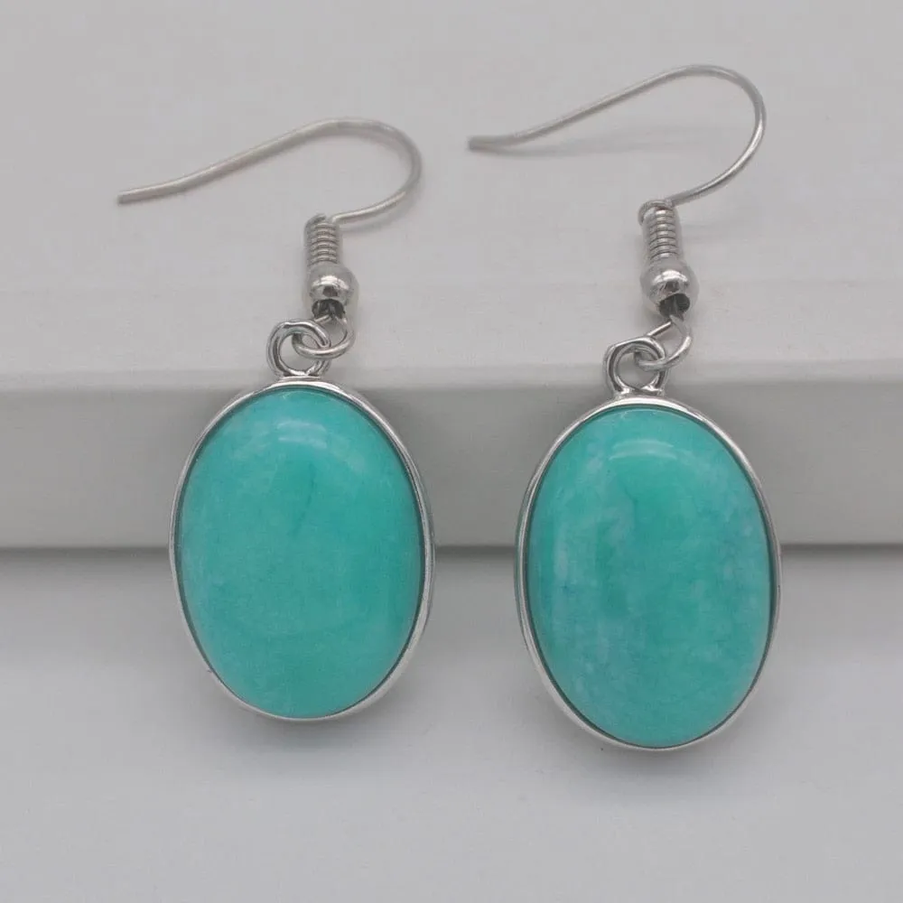 Natural Stones Oval Drop Earrings