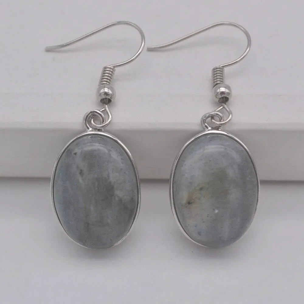 Natural Stones Oval Drop Earrings