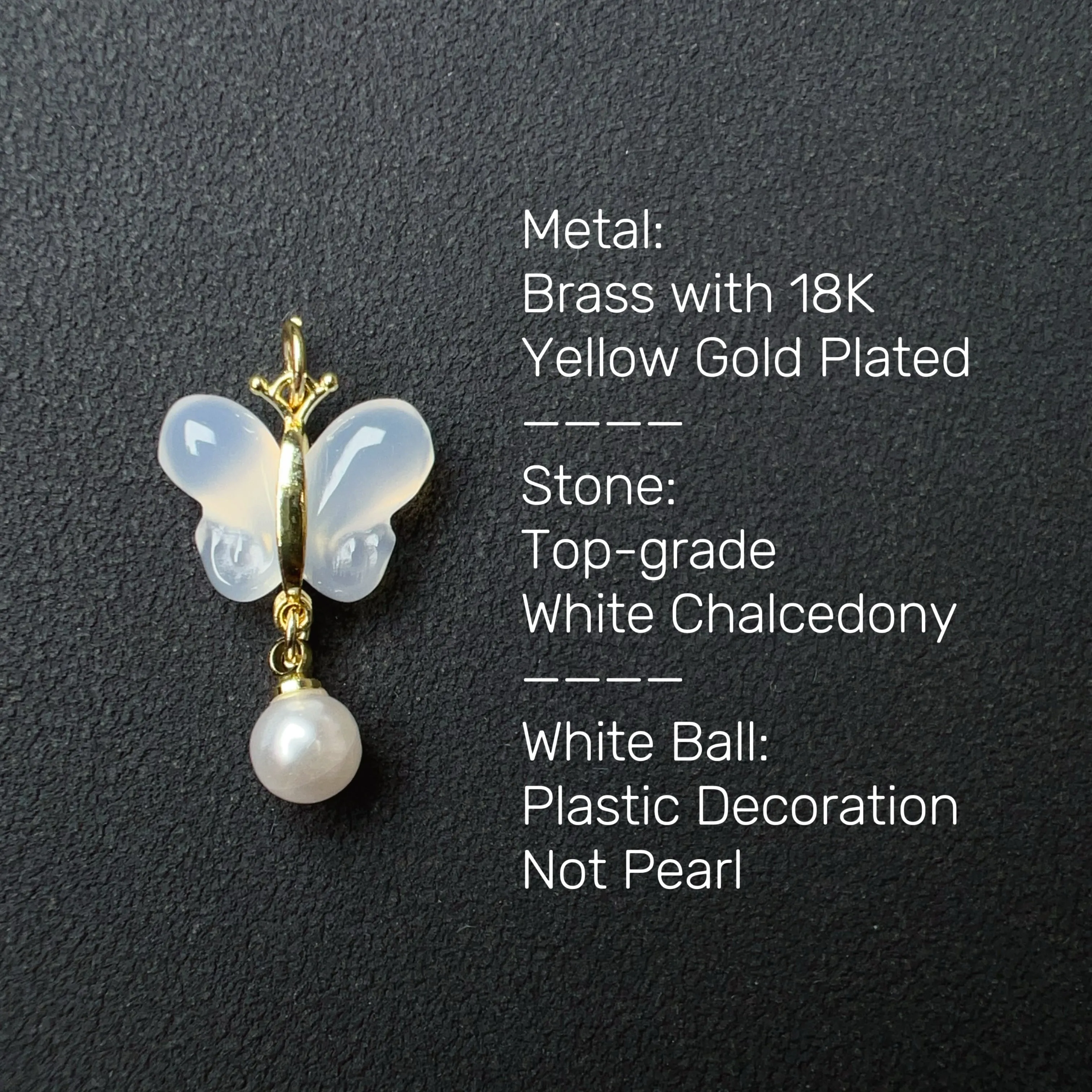 Natural White Chalcedony Butterfly Charms Pendants for DIY Jewelry Project