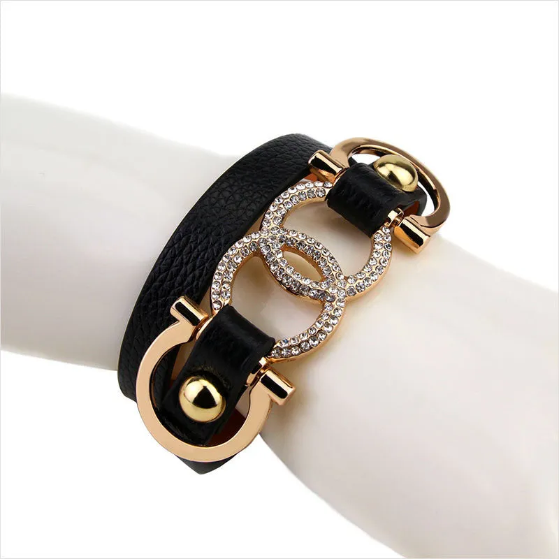 New Fashion 16 Design Famous Brand Bracelet Bangle Designer Letter Wrap Leather Bracelet For Women Man Pulseiras