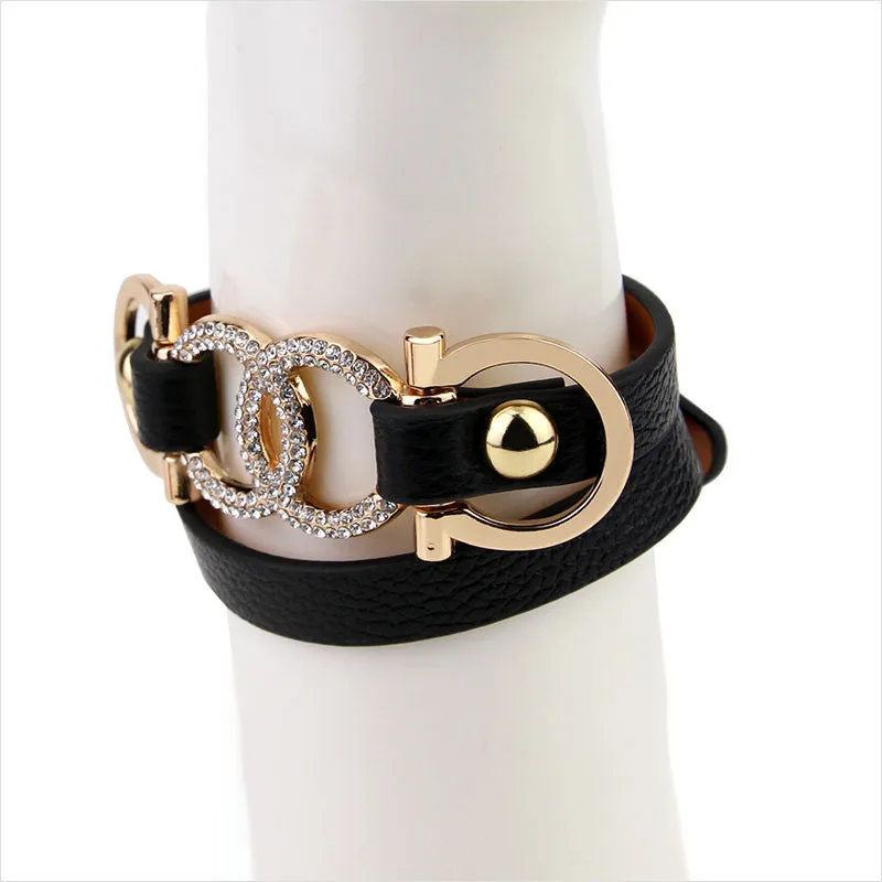 New Fashion 16 Design Famous Brand Bracelet Bangle Designer Letter Wrap Leather Bracelet For Women Man Pulseiras