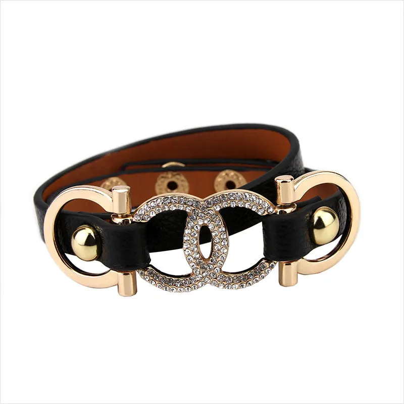 New Fashion 16 Design Famous Brand Bracelet Bangle Designer Letter Wrap Leather Bracelet For Women Man Pulseiras