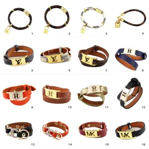 New Fashion 16 Design Famous Brand Bracelet Bangle Designer Letter Wrap Leather Bracelet For Women Man Pulseiras