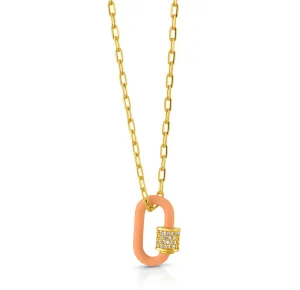 ORANGE ENAMEL CARABINER CHAIN, GOLD