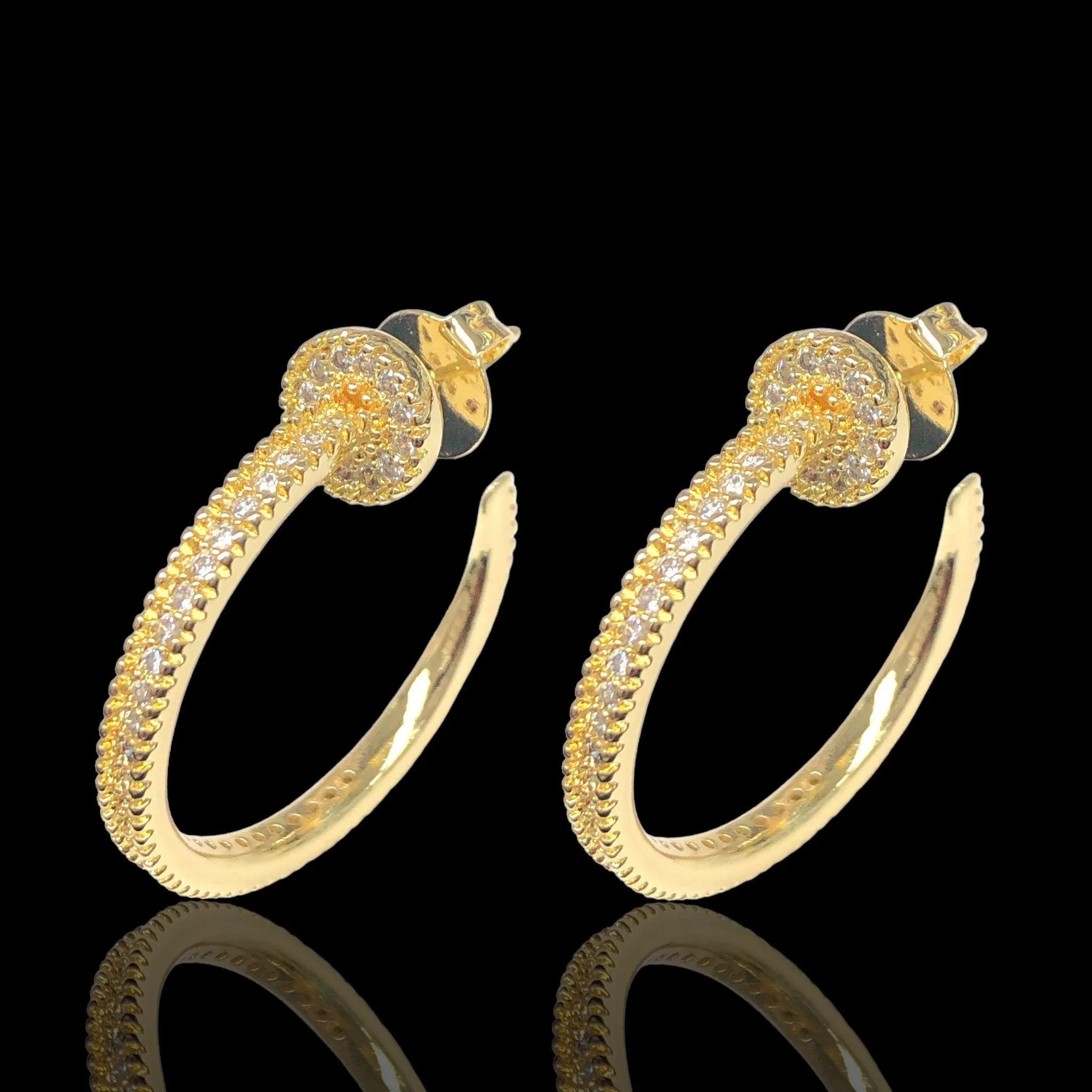 Oro Laminado Gold Filled Modern Chic CZ Hoop Earrings