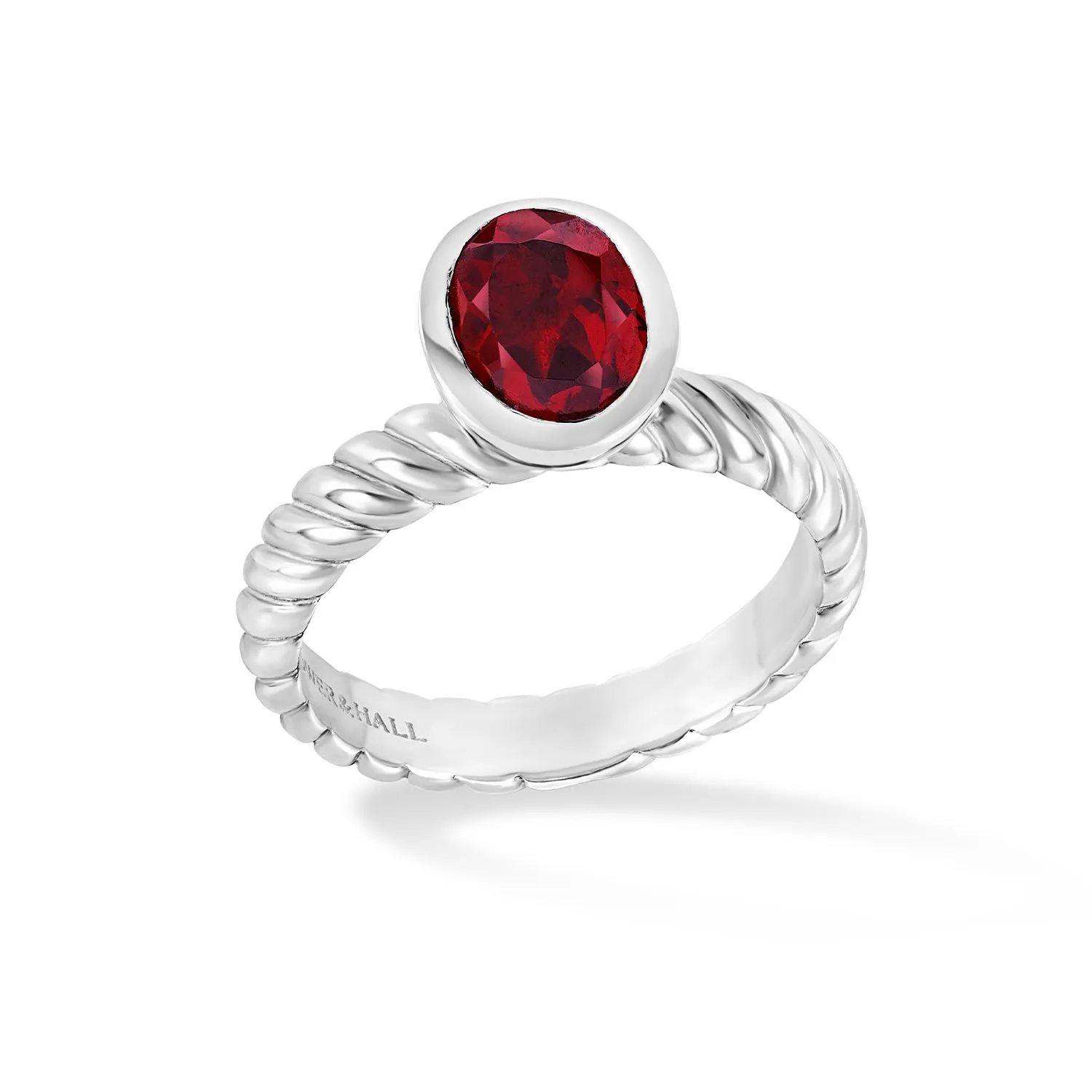 Oval Garnet Twist Twinkle Ring