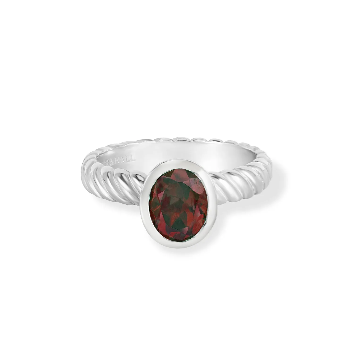 Oval Garnet Twist Twinkle Ring