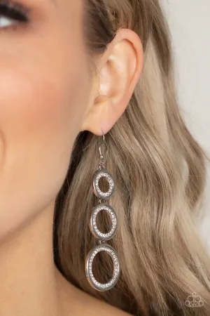 Paparazzi Earring ~ Shimmering in Circles - White