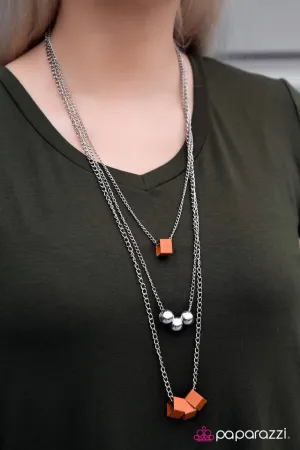 Paparazzi Necklace ~ Fair and Square - Orange