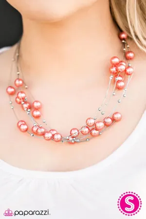 Paparazzi Necklace ~ Pearl Armada - Orange