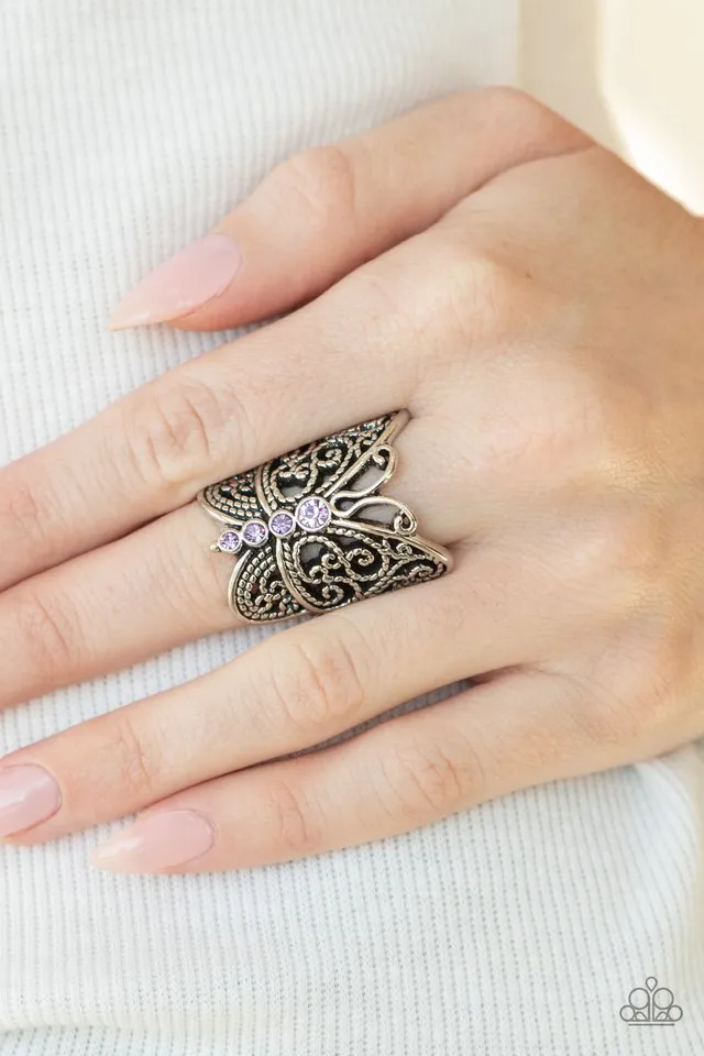 Paparazzi Ring ~ Butterfly Bling - Purple