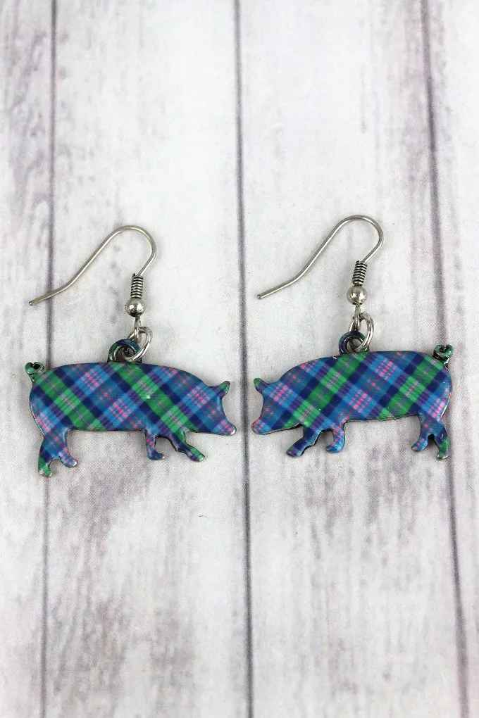 Perfectly Plaid Pig Earrings