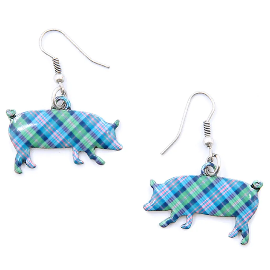 Perfectly Plaid Pig Earrings